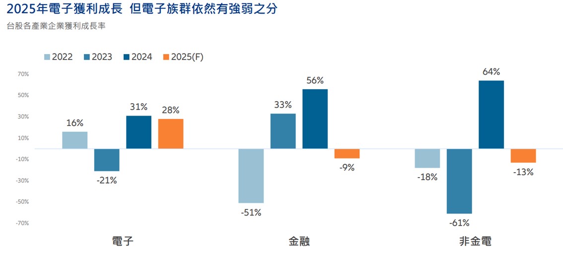 2025年電子獲利成長 但電子族群依然有強弱之分