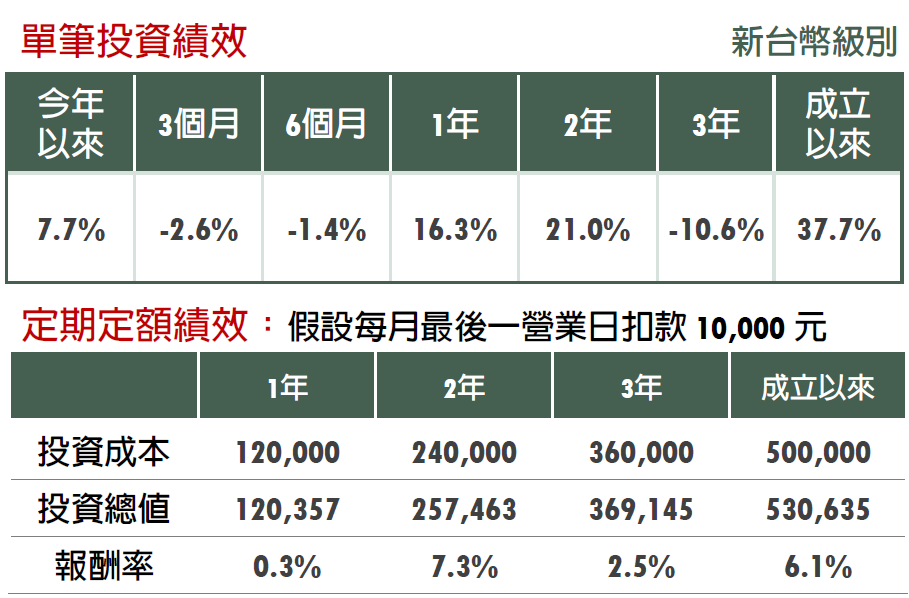 中國信託越南機會基金：單筆投資績效V S 定期定額績效